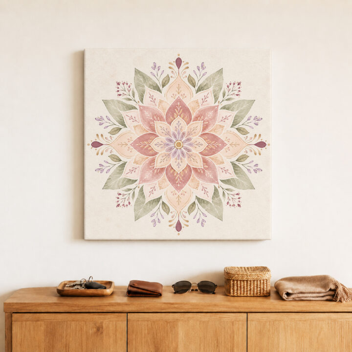 Leinwandbild Symmetrisches Pastell-Blumenmandala