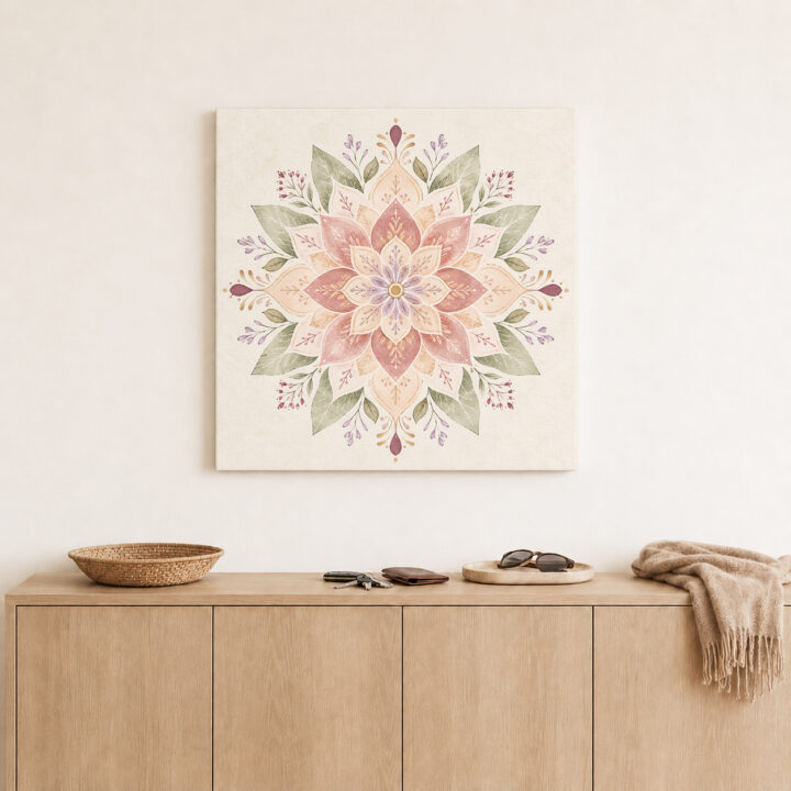 Leinwandbild Symmetrisches Pastell-Blumenmandala