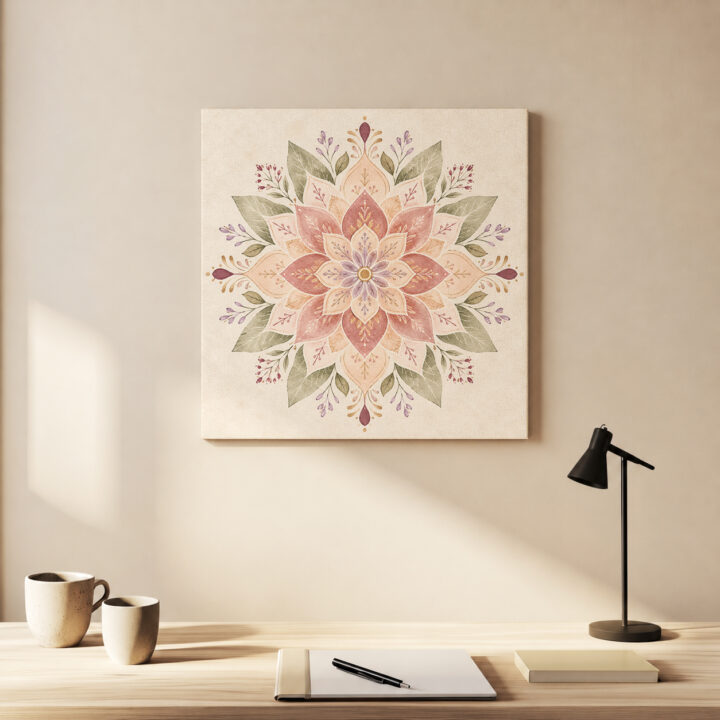 Leinwandbild Symmetrisches Pastell-Blumenmandala