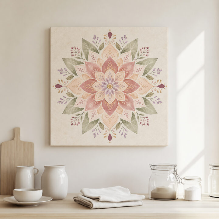 Leinwandbild Symmetrisches Pastell-Blumenmandala