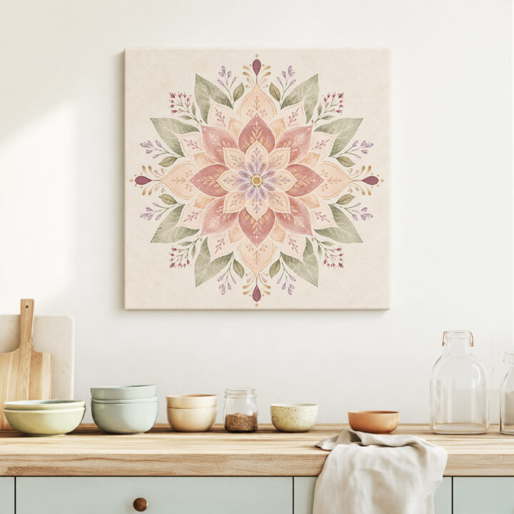 Leinwandbild Symmetrisches Pastell-Blumenmandala