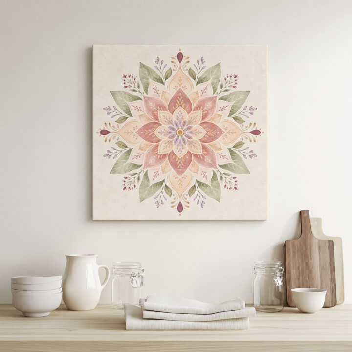 Leinwandbild Symmetrisches Pastell-Blumenmandala