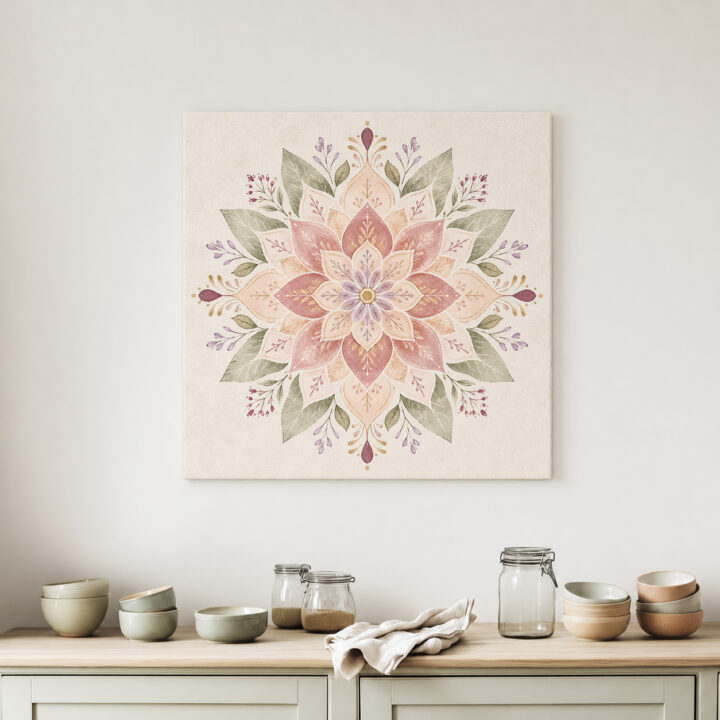 Leinwandbild Symmetrisches Pastell-Blumenmandala