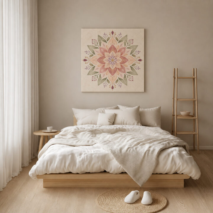 Leinwandbild Symmetrisches Pastell-Blumenmandala