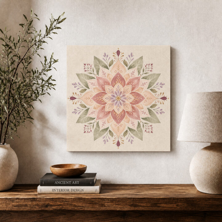 Leinwandbild Symmetrisches Pastell-Blumenmandala