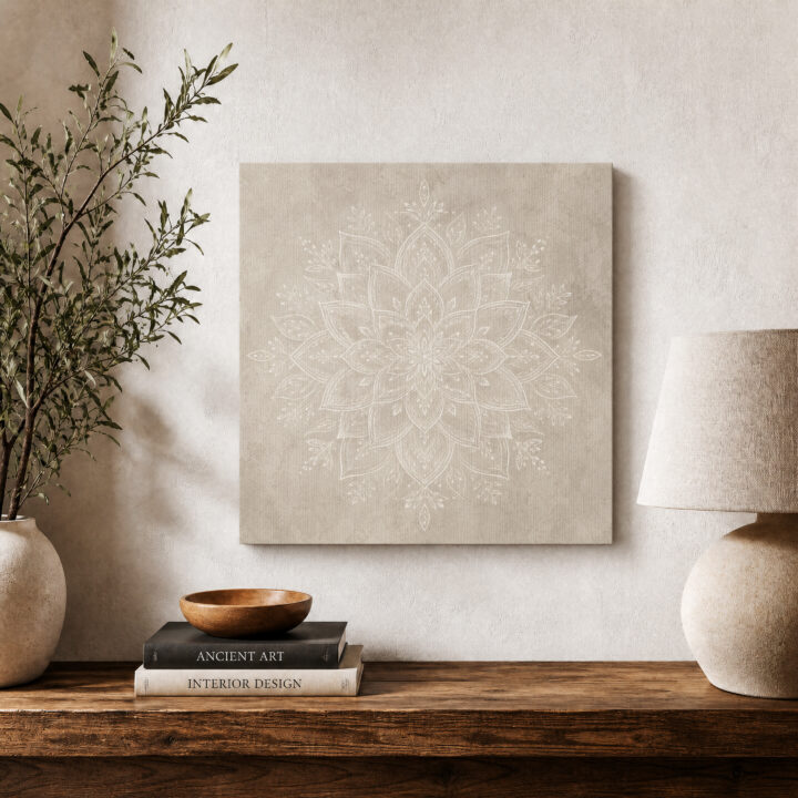 Canvas print White Mandala on Warm Grey