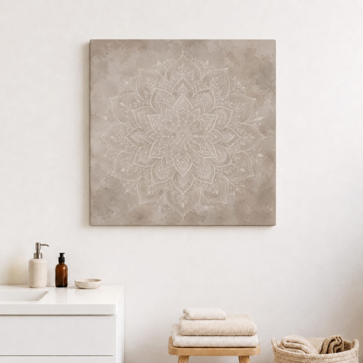 Leinwandbild Großes weißes Blütenmandala