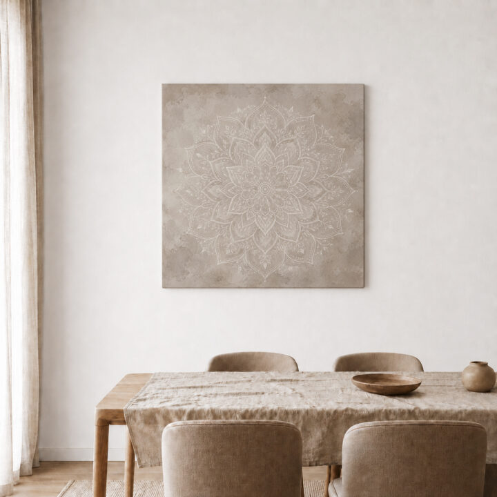 Canvas print Large White Floral Mandala