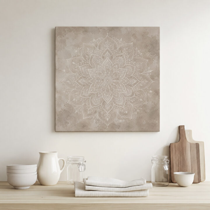 Canvas print Large White Floral Mandala