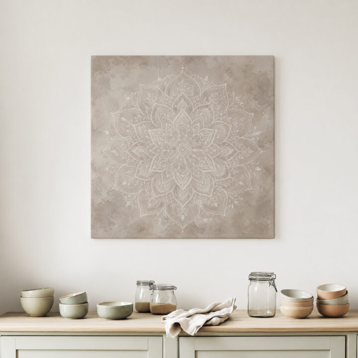 Canvas print Large White Floral Mandala