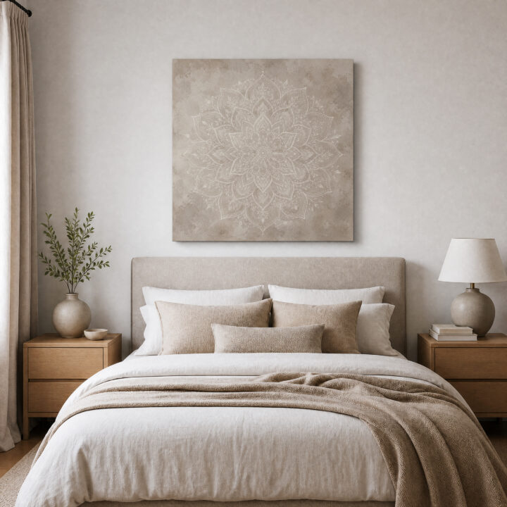 Canvas print Large White Floral Mandala