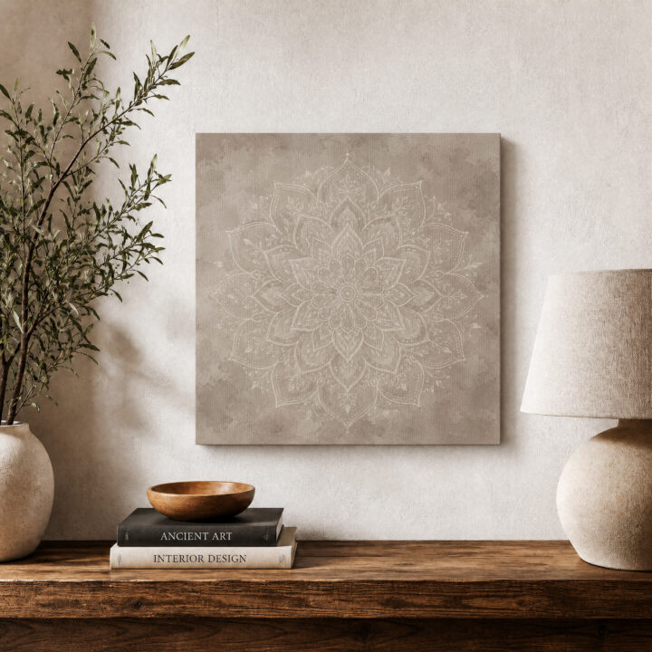 Leinwandbild Großes weißes Blütenmandala