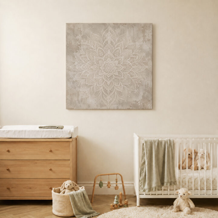 Leinwandbild Weißer Lotus auf Beige