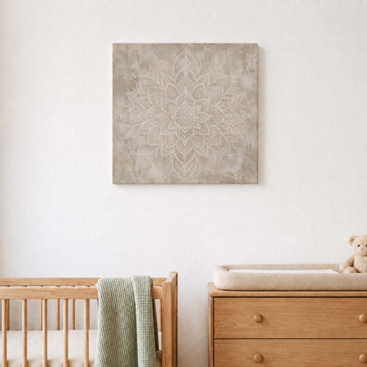 Leinwandbild Weißer Lotus auf Beige