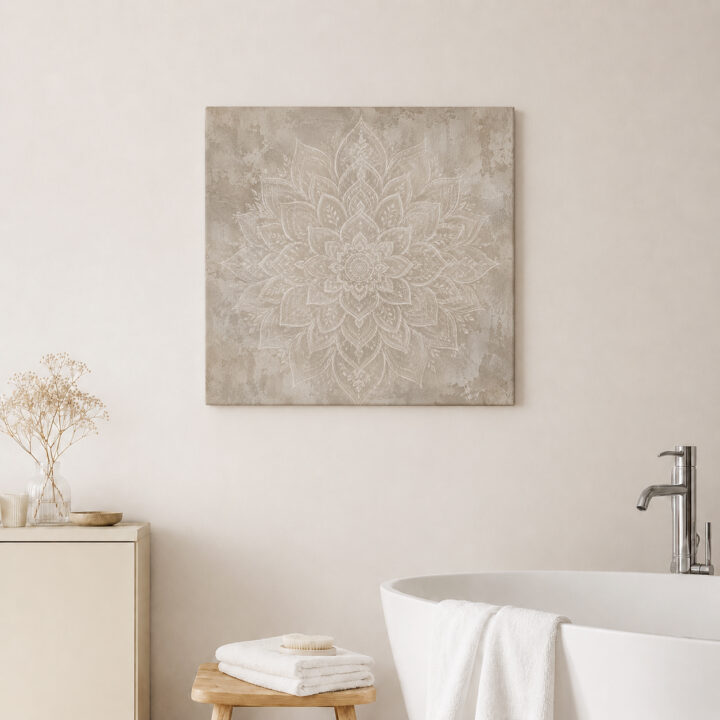 Leinwandbild Weißer Lotus auf Beige