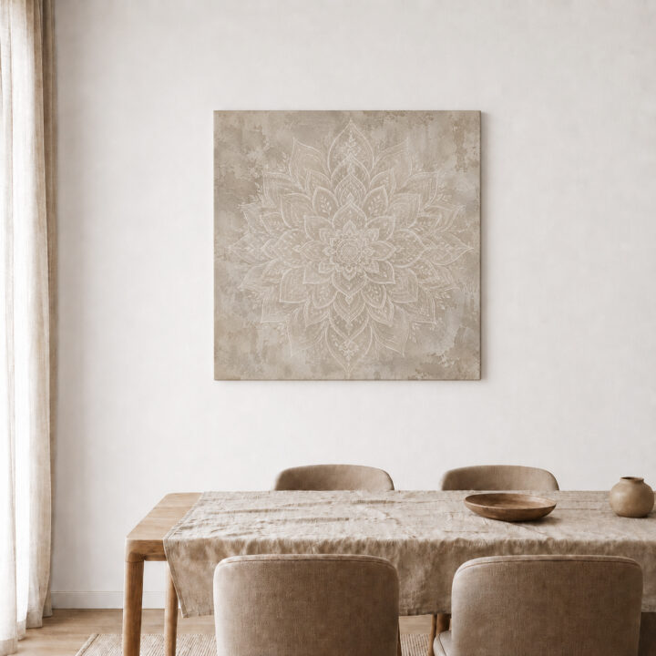 Leinwandbild Weißer Lotus auf Beige