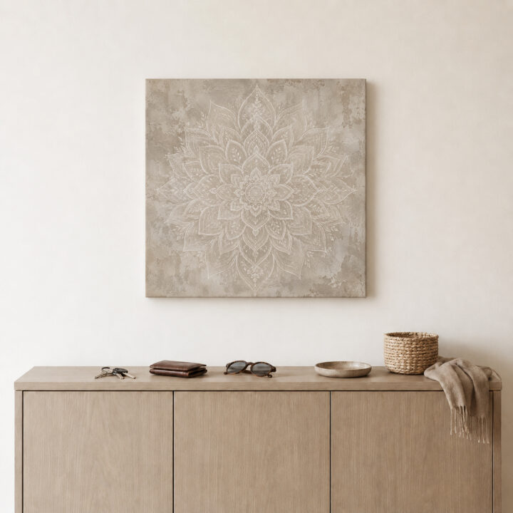 Leinwandbild Weißer Lotus auf Beige