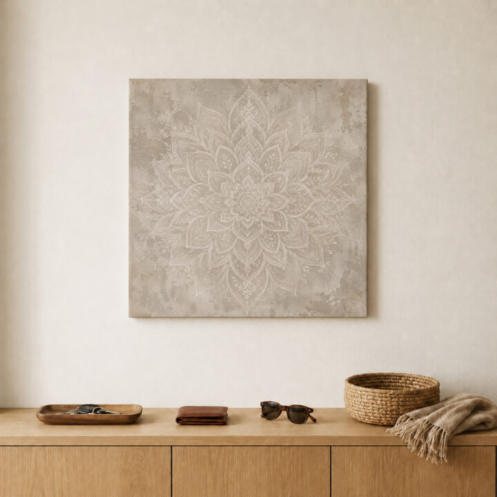 Leinwandbild Weißer Lotus auf Beige