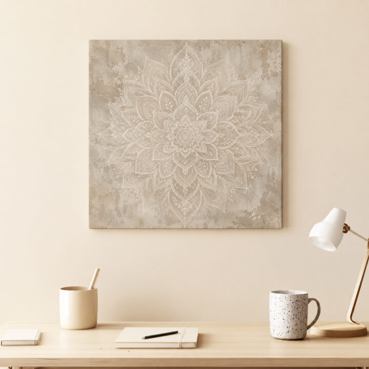Leinwandbild Weißer Lotus auf Beige