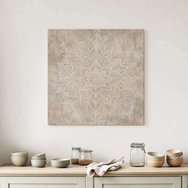 Leinwandbild Weißer Lotus auf Beige