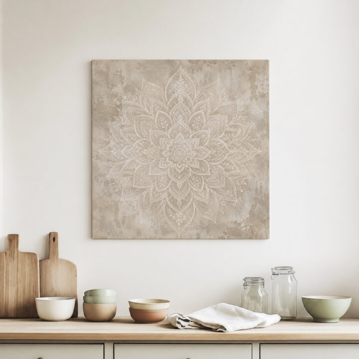 Leinwandbild Weißer Lotus auf Beige