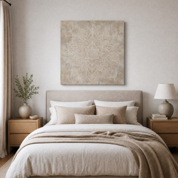 Leinwandbild Weißer Lotus auf Beige