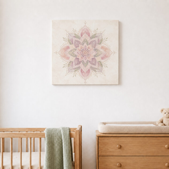 Leinwandbild Lotus-Mandala mit Blattranken