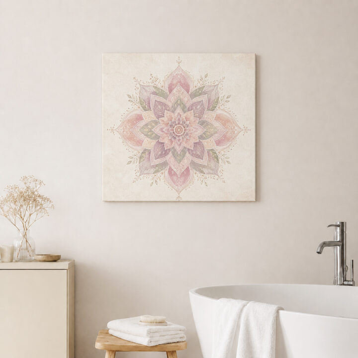Leinwandbild Lotus-Mandala mit Blattranken