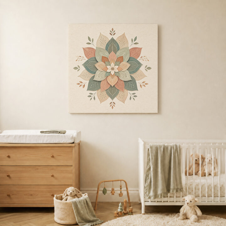 Leinwandbild Botanisches Mandala in Naturtönen