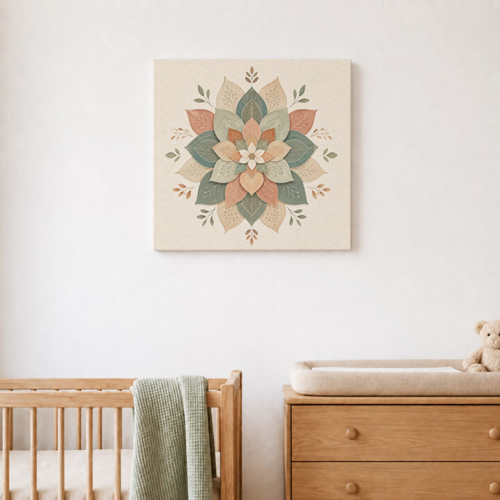Leinwandbild Botanisches Mandala in Naturtönen