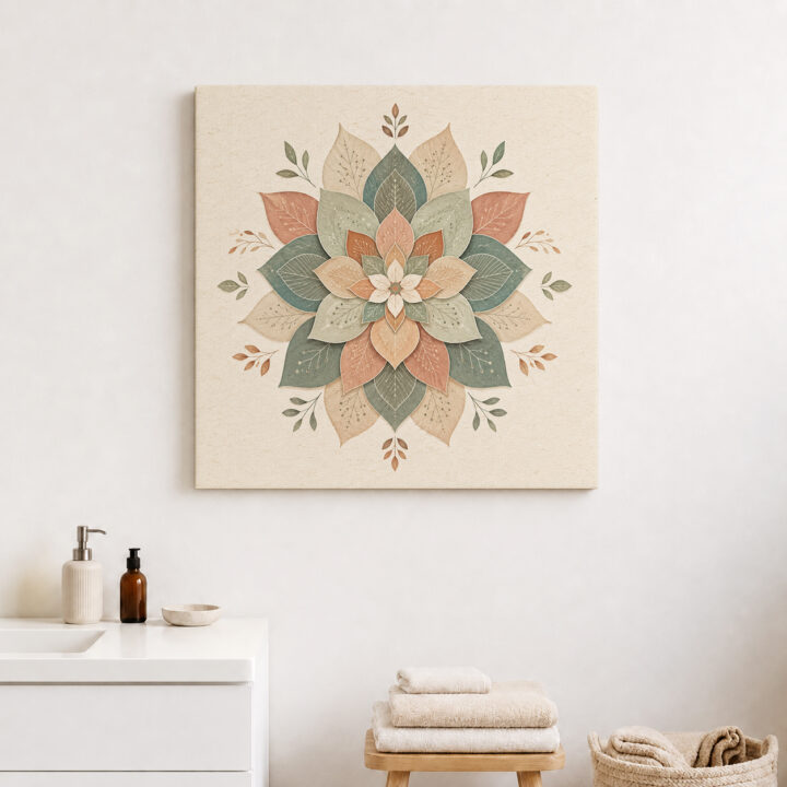 Leinwandbild Botanisches Mandala in Naturtönen