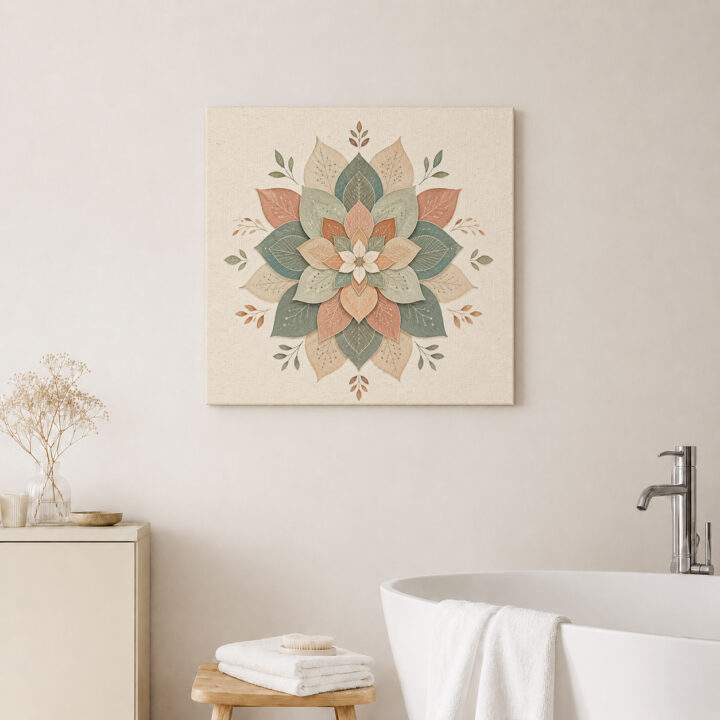Leinwandbild Botanisches Mandala in Naturtönen