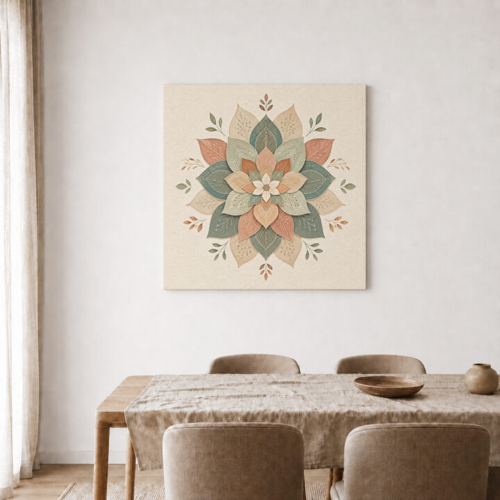 Leinwandbild Botanisches Mandala in Naturtönen