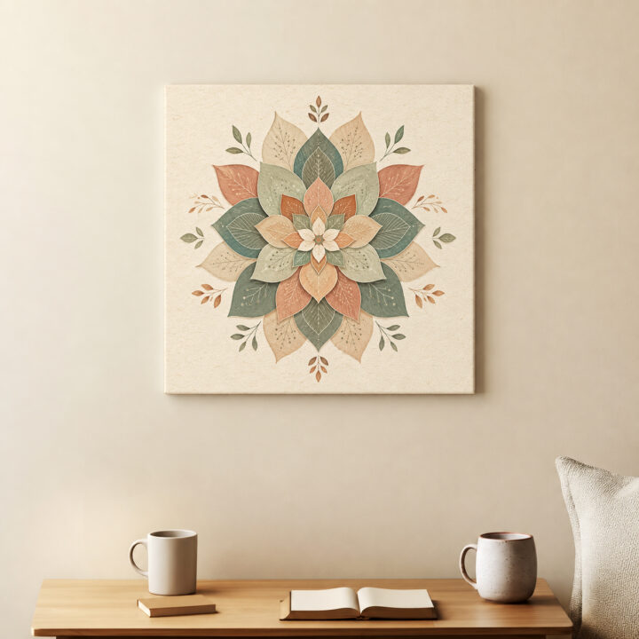 Leinwandbild Botanisches Mandala in Naturtönen