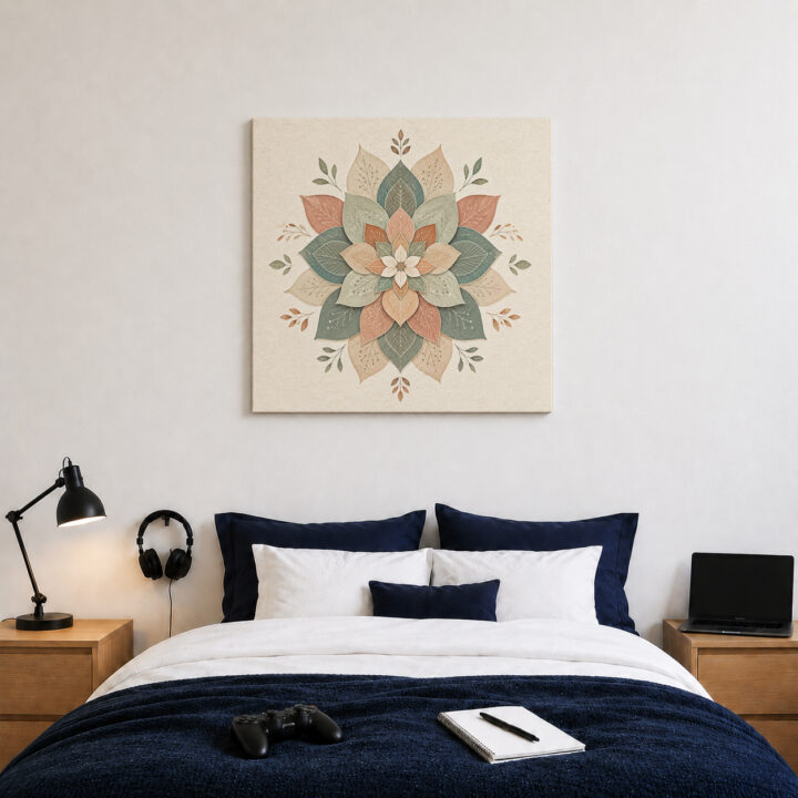 Leinwandbild Botanisches Mandala in Naturtönen