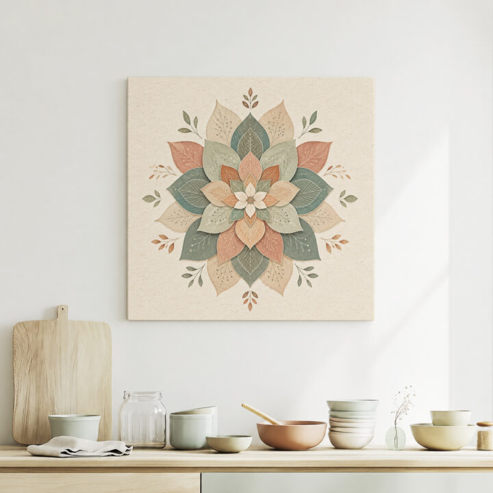 Leinwandbild Botanisches Mandala in Naturtönen