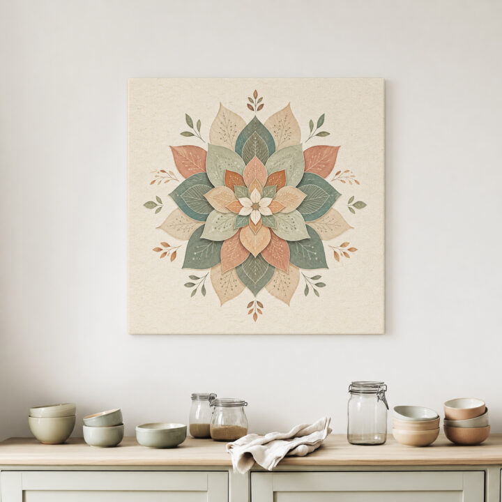 Canvas print Botanical Mandala in Natural Tones