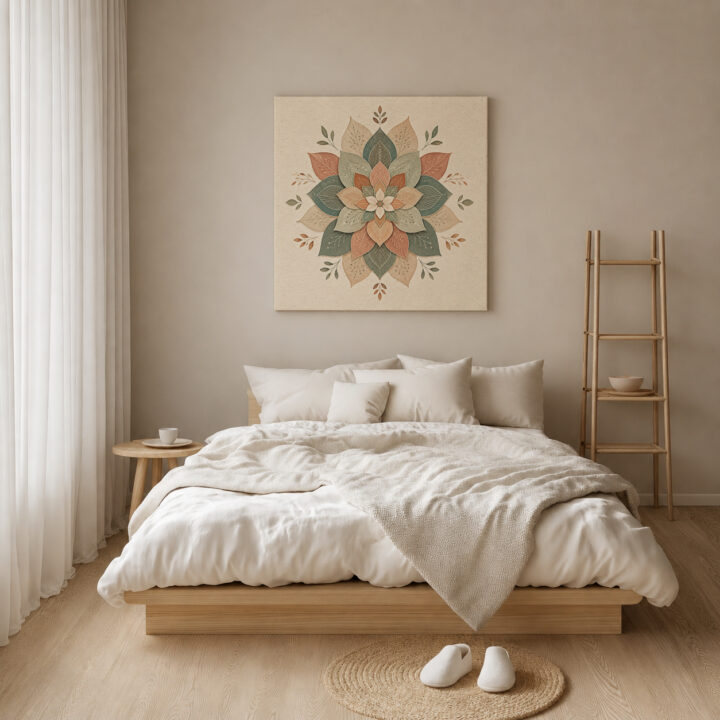 Leinwandbild Botanisches Mandala in Naturtönen
