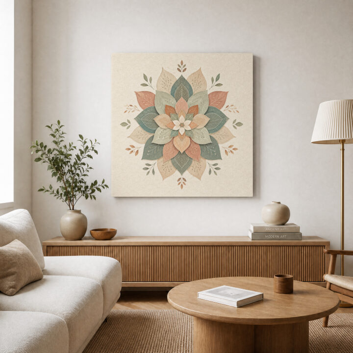 Leinwandbild Botanisches Mandala in Naturtönen