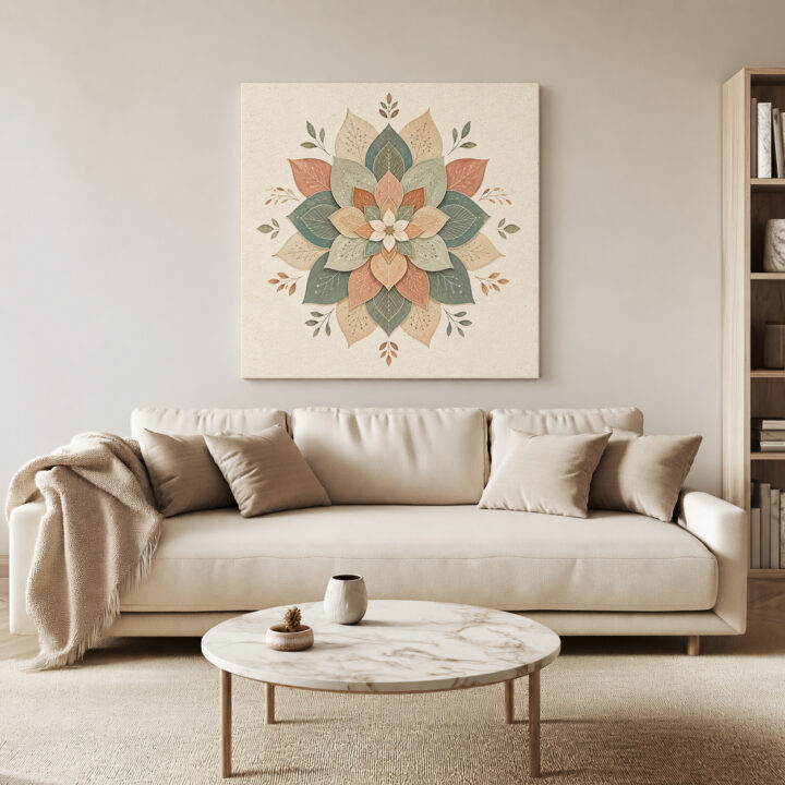 Leinwandbild Botanisches Mandala in Naturtönen