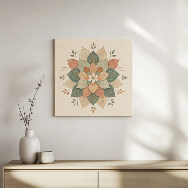 Leinwandbild Botanisches Mandala in Naturtönen