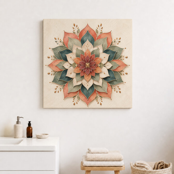 Leinwandbild Lotus-Mandala in Papieroptik