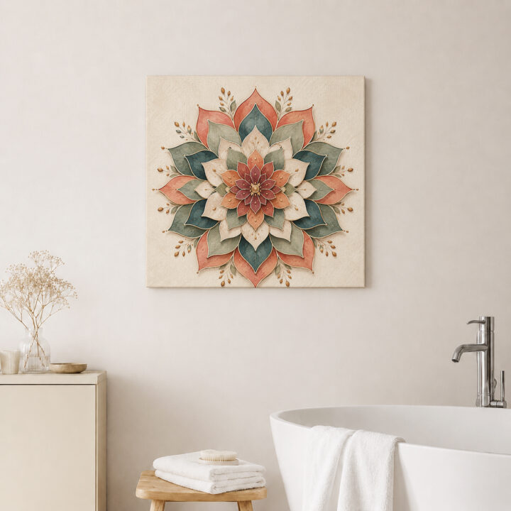 Leinwandbild Lotus-Mandala in Papieroptik