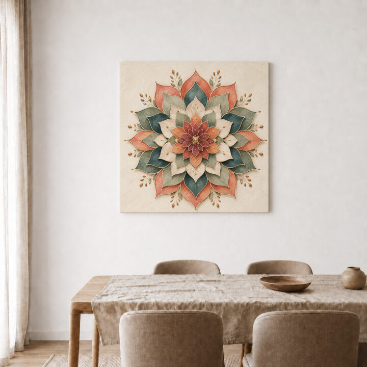 Leinwandbild Lotus-Mandala in Papieroptik