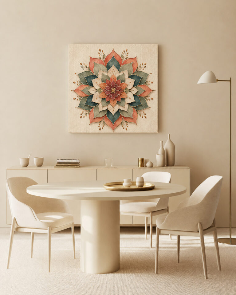 Leinwandbild Lotus-Mandala in Papieroptik