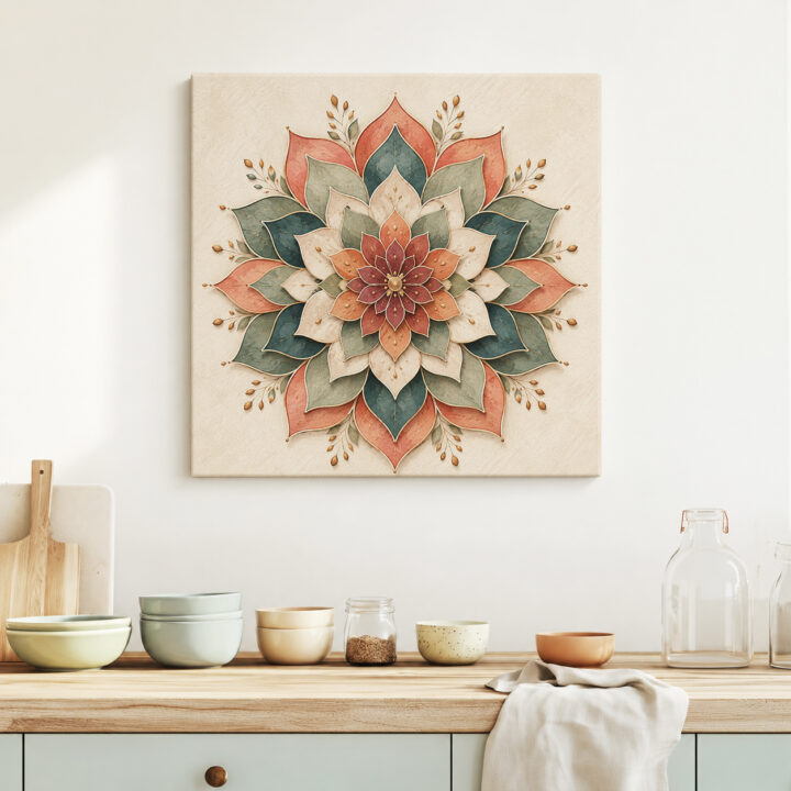 Canvas print Lotus Mandala in Paper Style