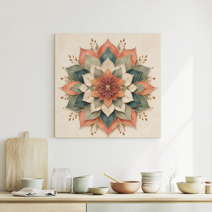 Leinwandbild Lotus-Mandala in Papieroptik