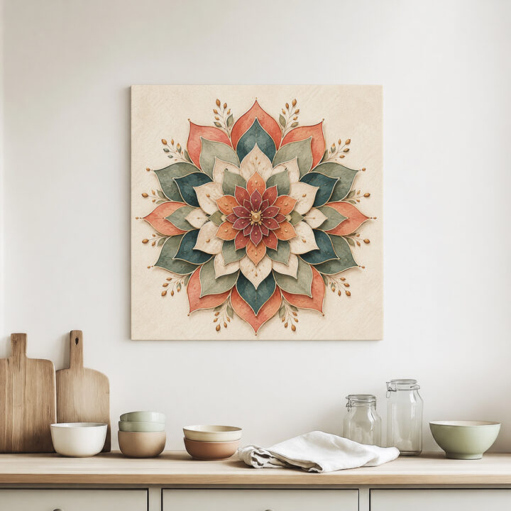 Leinwandbild Lotus-Mandala in Papieroptik