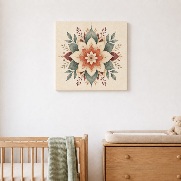 Leinwandbild Mandala mit großen Lotusblättern