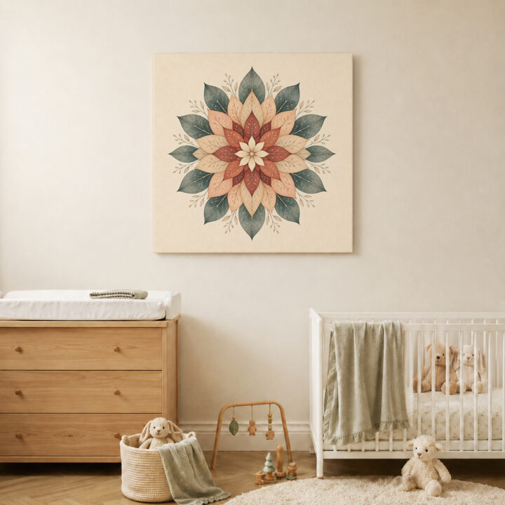 Leinwandbild Florales Mandala in Erdtönen